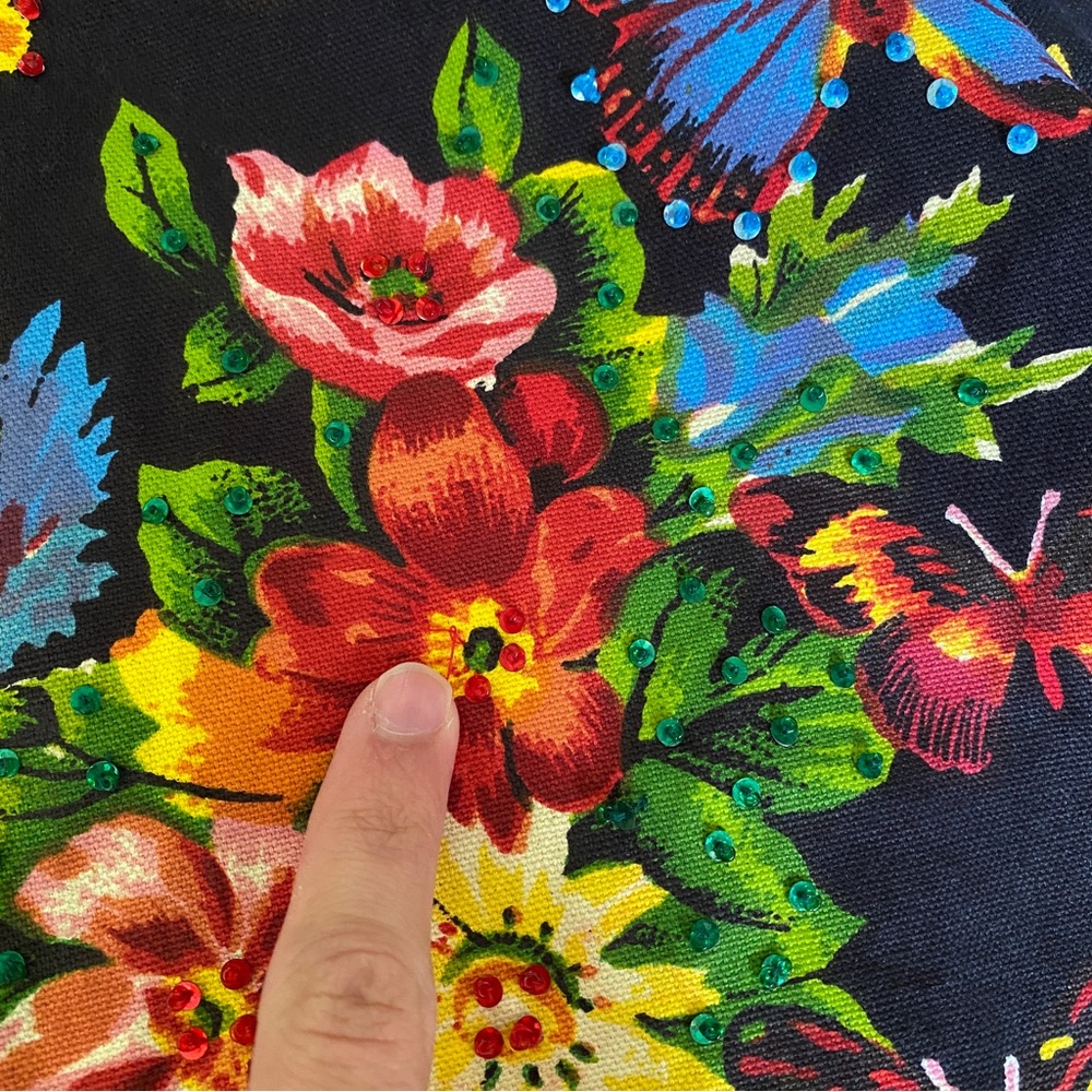 Take Two 90s Y2k Butterfly Sequins Button Up Blac… - image 7